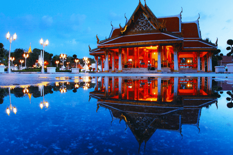 Marble temple at twilight